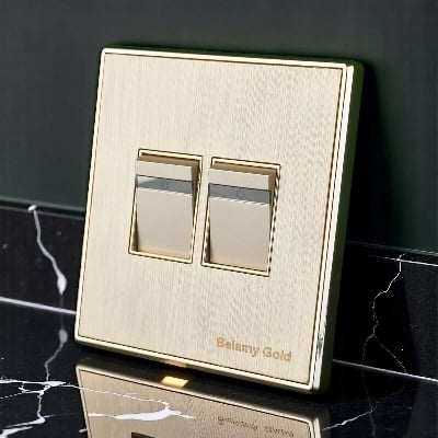 Picture of Belamy Golden 2 Gang 1 Way Switch| BE-134-SW-Gold