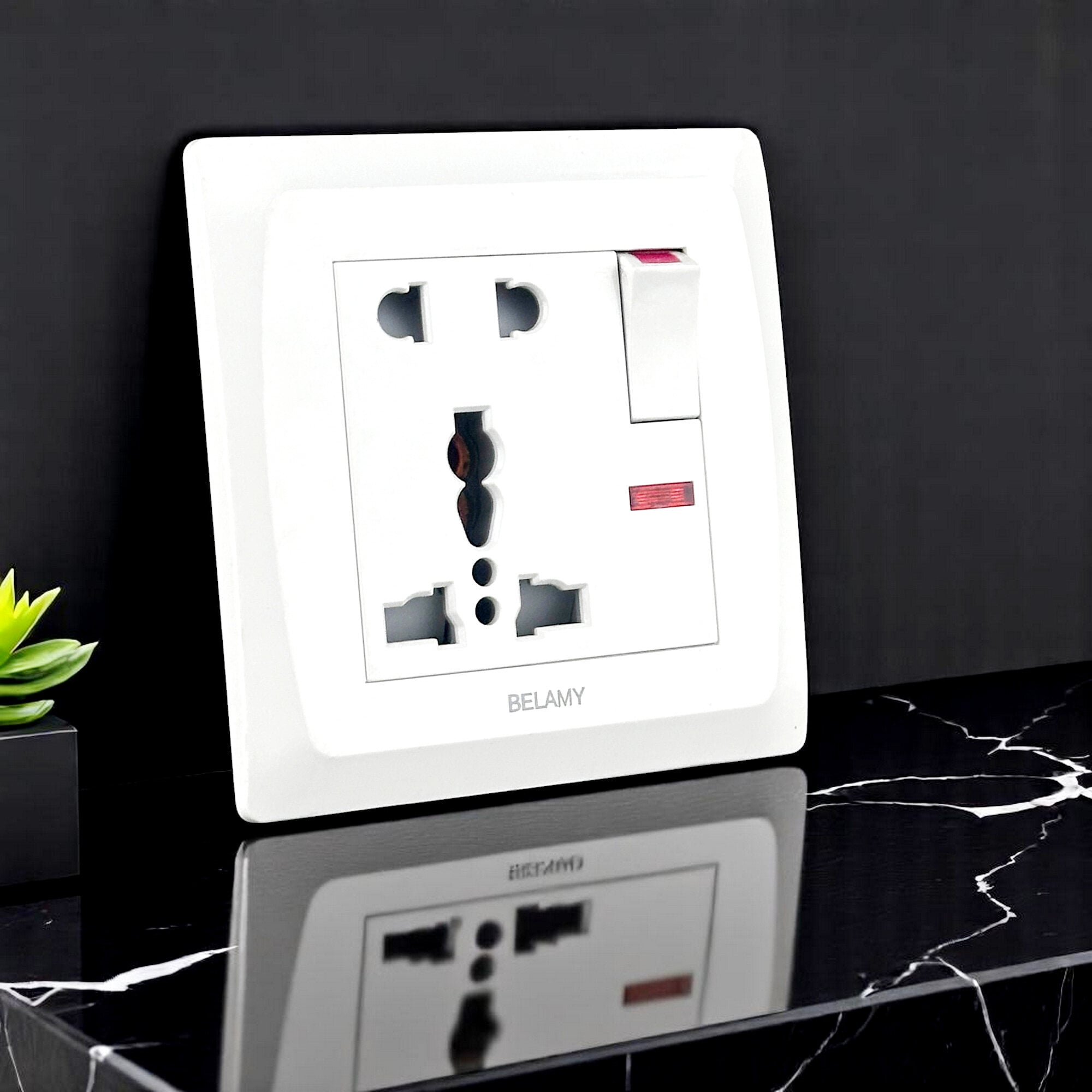 Picture of Belamy White 5 Pin Socket With Switch | BE-127-SW-White