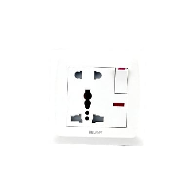 Picture of Belamy White 5 Pin Socket With Switch | BE-127-SW-White