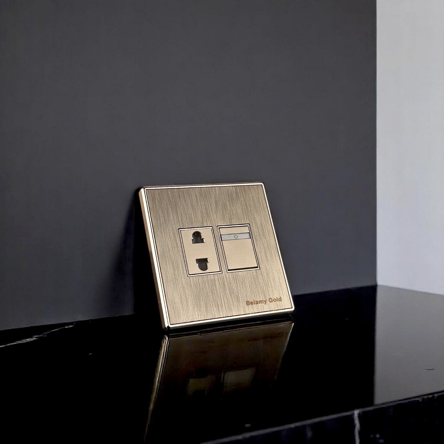 Picture of Belamy Golden 2 PIN Socket with Switch| BE-137-SW-Gold