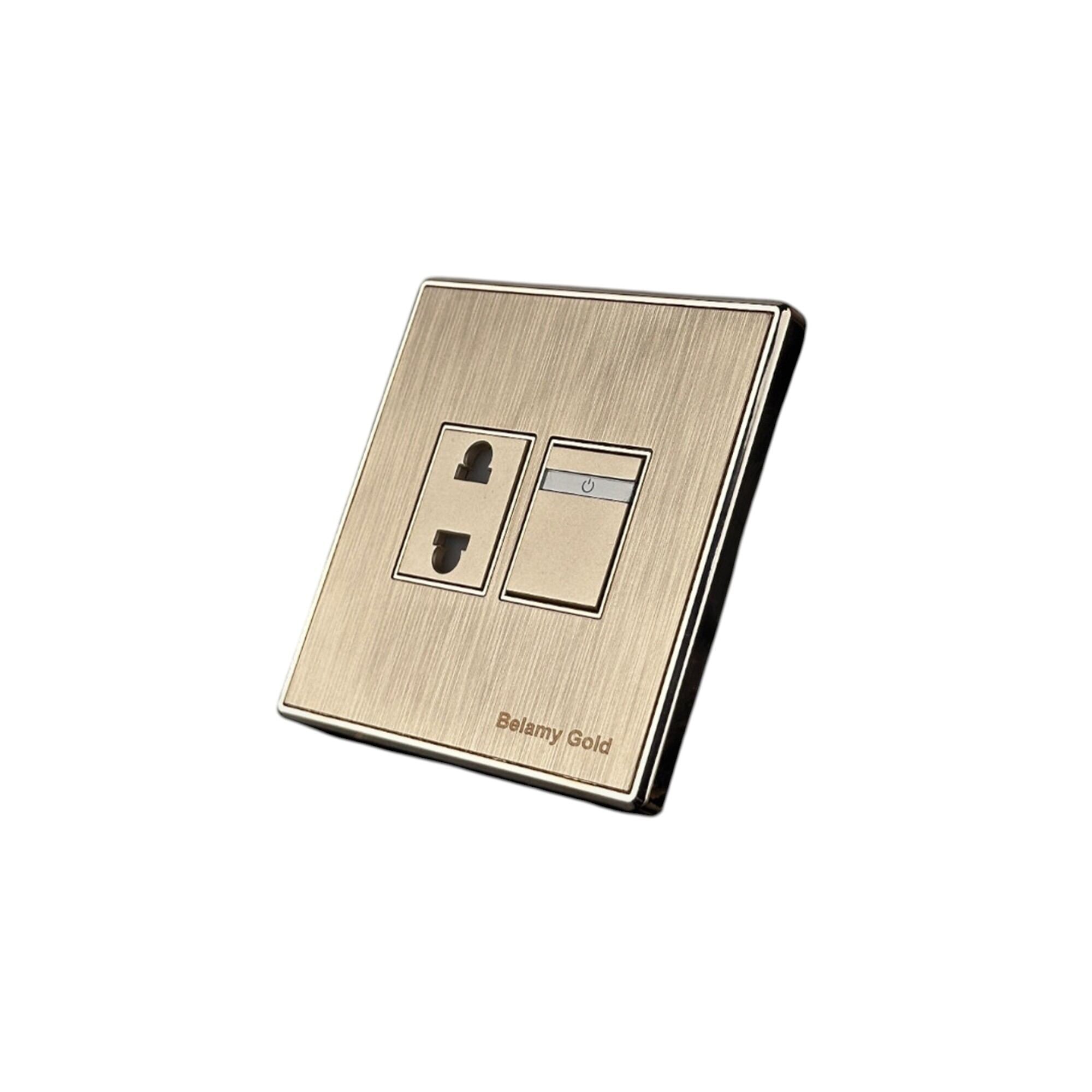 Picture of Belamy Golden 2 PIN Socket with Switch| BE-137-SW-Gold