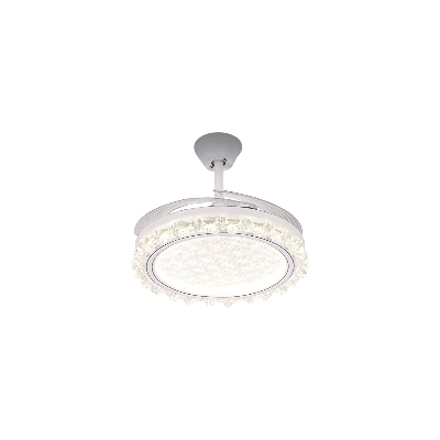 Picture of Qulik 48" Modren Chandelier Retractable Invisible Blade Silent 3 Color Change LED Remote Ceiling Fan (White) | Q-K6359-White