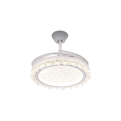 Picture of Qulik 48" Modren Chandelier Retractable Invisible Blade Silent 3 Color Change LED Remote Ceiling Fan (White) | Q-K6359-White