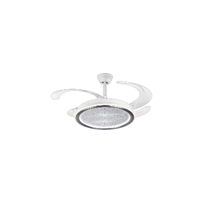 Picture of Qulik 48" Modern Chandelier Retractable Invisible Blade Silent 3 Color Change LED Remote Ceiling Fan (White) | Q-K6358-White
