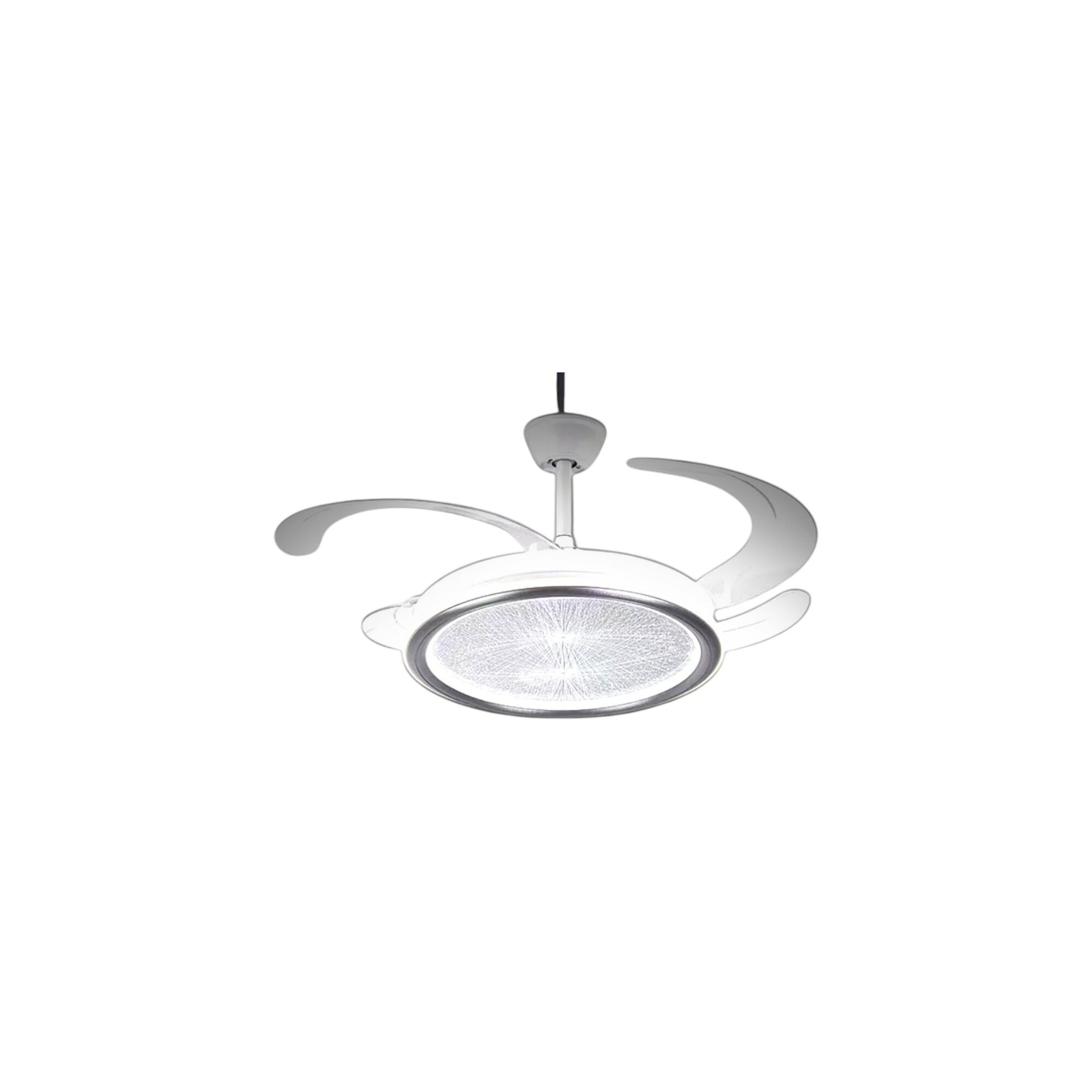 Picture of Qulik 48" Modern Chandelier Retractable Invisible Blade Silent 3 Color Change LED Remote Ceiling Fan (White) | Q-K6358-White
