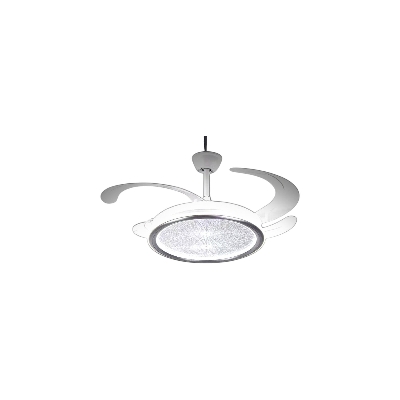 Picture of Qulik 48" Modern Chandelier Retractable Invisible Blade Silent 3 Color Change LED Remote Ceiling Fan (White) | Q-K6358-White