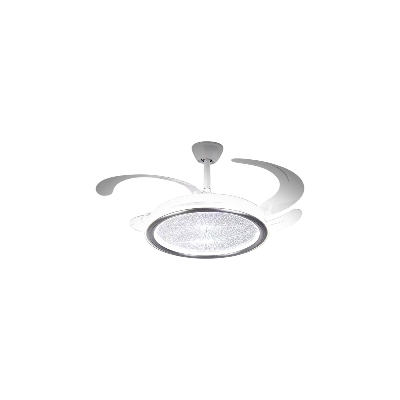Picture of Qulik 48" Modern Chandelier Retractable Invisible Blade Silent 3 Color Change LED Remote Ceiling Fan (White) | Q-K6358-White