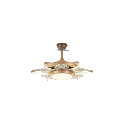 Picture of Qulik 48" Modern Chandelier Retractable Invisible Blade Silent 3 Color Change LED Remote Ceiling Fan (Golden) | Q-K6334-Golden