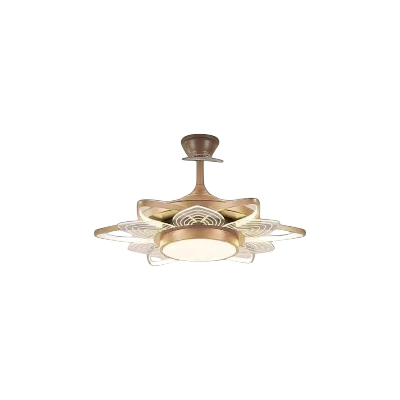 Picture of Qulik 48" Modern Chandelier Retractable Invisible Blade Silent 3 Color Change LED Remote Ceiling Fan (Golden) | Q-K6334-Golden