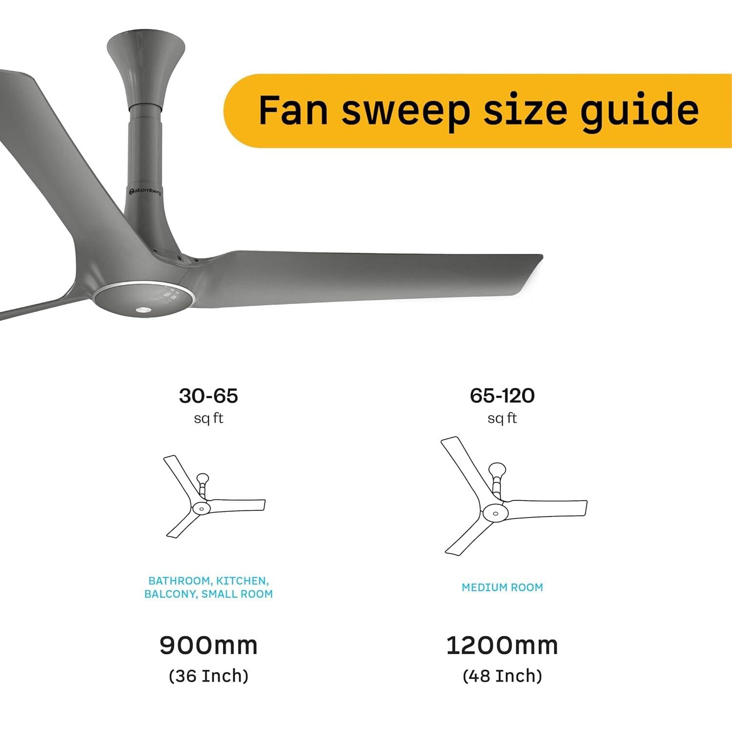 Picture of Atomberg Aris Gladius Smart 1200mm Ceiling Fan with IoT & Remote (Sand Grey) | AT- 165-Sand Grey
