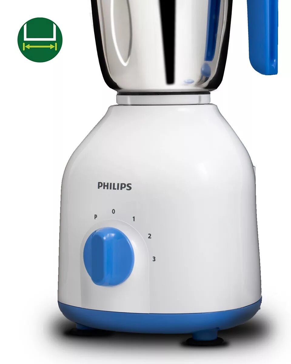 Picture of PHILIPS Mixer Grinder with 3 Jars, 600 Watt - HL7555/00 (Celestial Blue/ Bright white) PH-1016-MG and Free Delivery-White