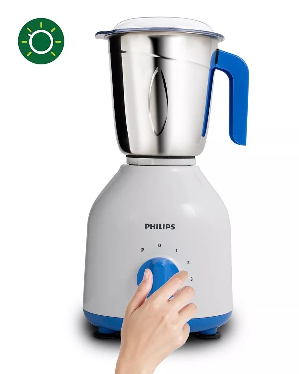 Picture of PHILIPS Mixer Grinder with 3 Jars, 600 Watt - HL7555/00 (Celestial Blue/ Bright white) PH-1016-MG and Free Delivery-White