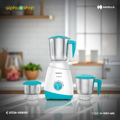Picture of HAVELLS ASPRO 600 W MIXER GRINDER 3SSJar White- Light Blue H-1083-MG-Red