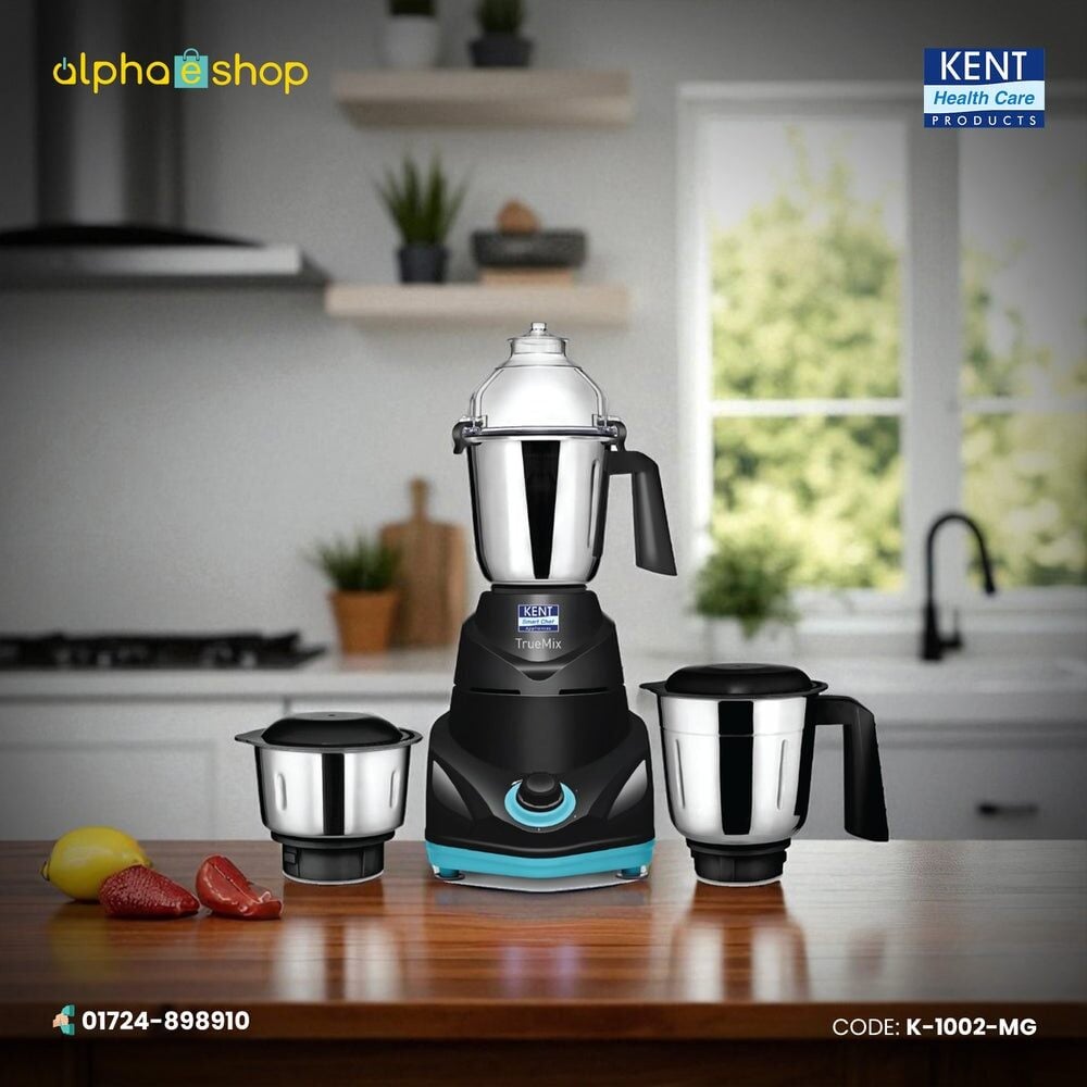 Picture of KENT TrueMix-W 750 W 3 in 1 Mixer Grinder (Black) K-1002-MG | Free Delivery | AlphaeShop Ltd-Black