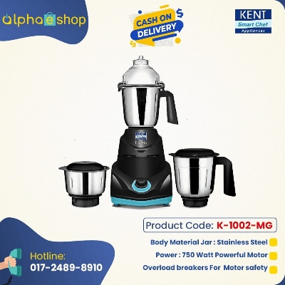 Picture of KENT TrueMix-W 750 W 3 in 1 Mixer Grinder (Black) K-1002-MG | Free Delivery | AlphaeShop Ltd-Black