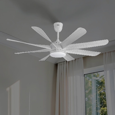 Picture of Qulik Helix UL 60"- Modern Decorative Silent ABS Blade Under light with Remote Ceiling Fan (White Wood) Q-6522-WW-White Wood