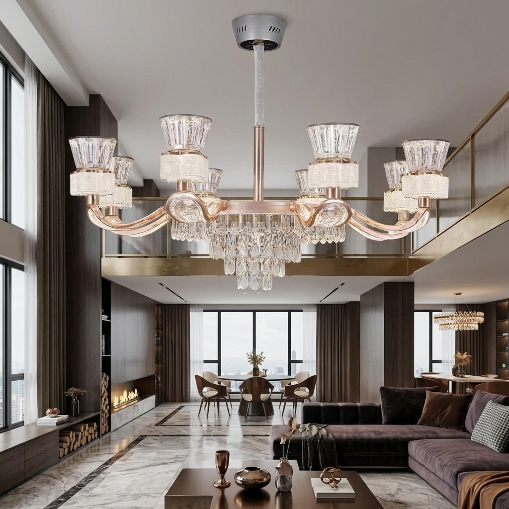 Picture of Qulik LED Crystal Chandelier Light (QL-LD2092-8)-Gold