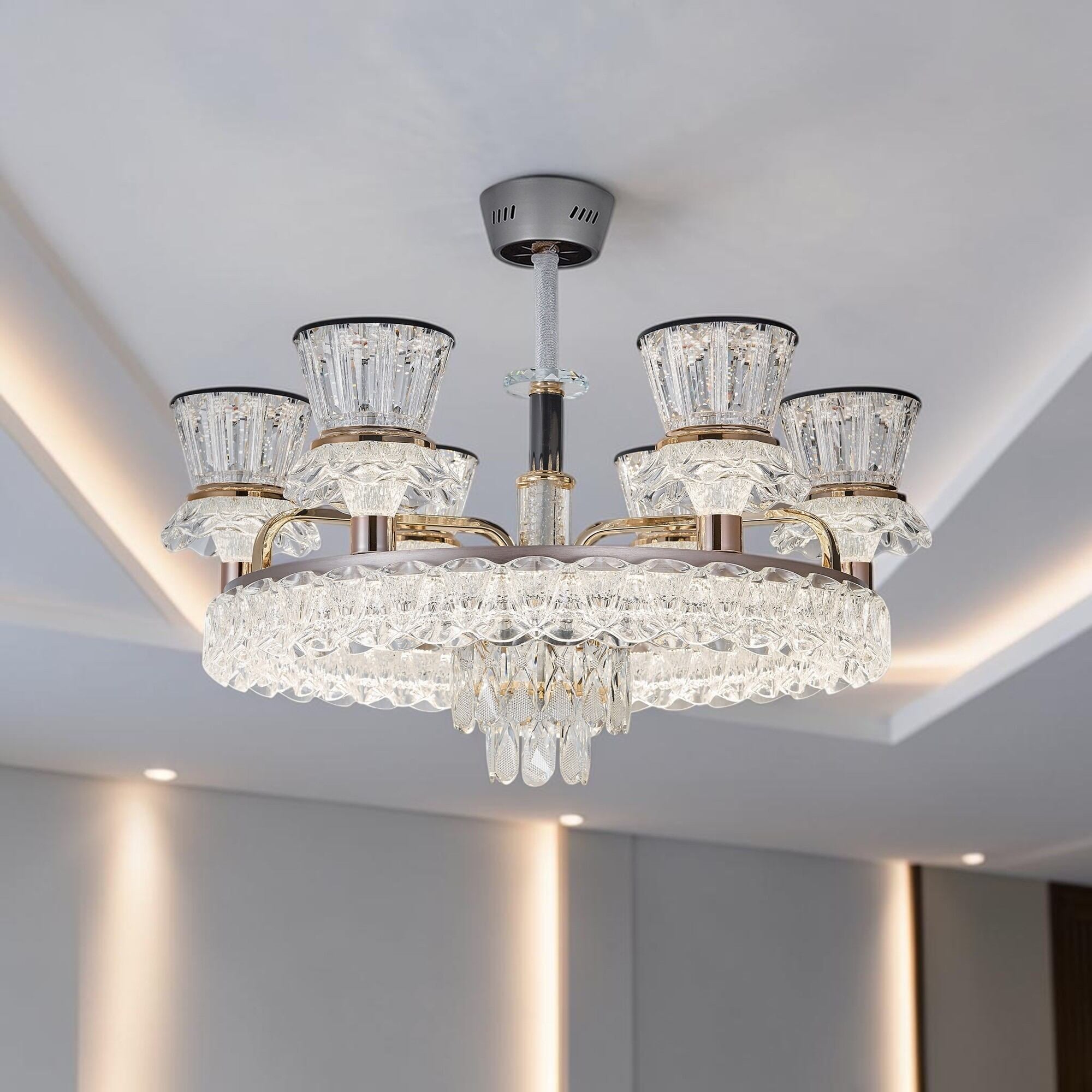 Picture of Qulik Modern LED Chandelier Light (QL-LD657-8)-Gold