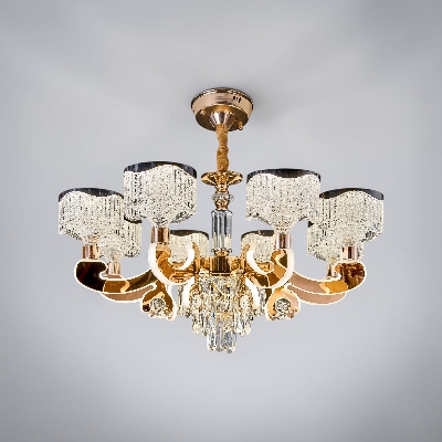 Picture of Qulik Modern Candle Crystal Chandelier Decoration Pendant Hanging Single layer 3 color LED Ceiling Light (QL-LD202-8)-Gold