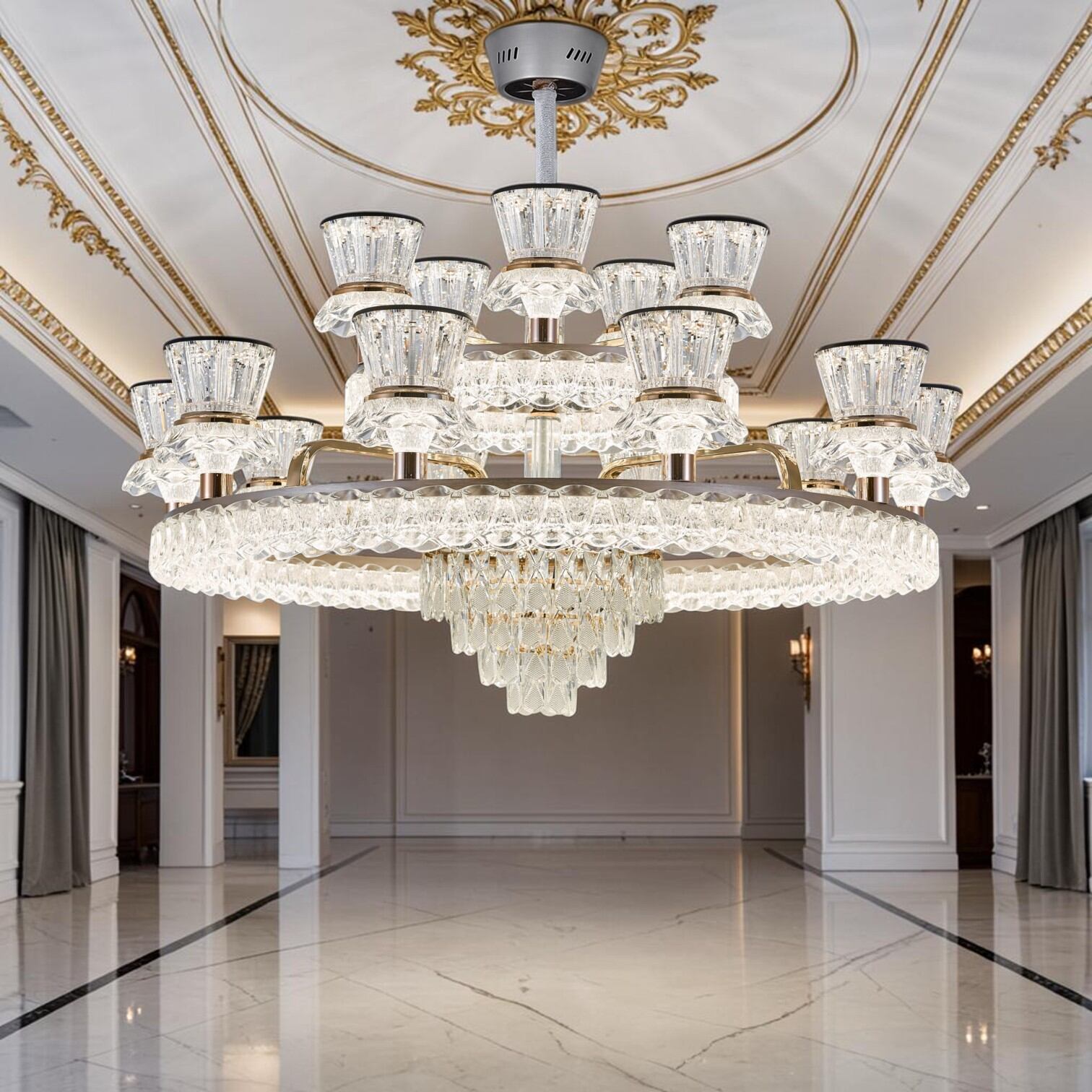 Picture of Qulik Modern LED Chandelier Light (QL-LD657-10+5)-Gold