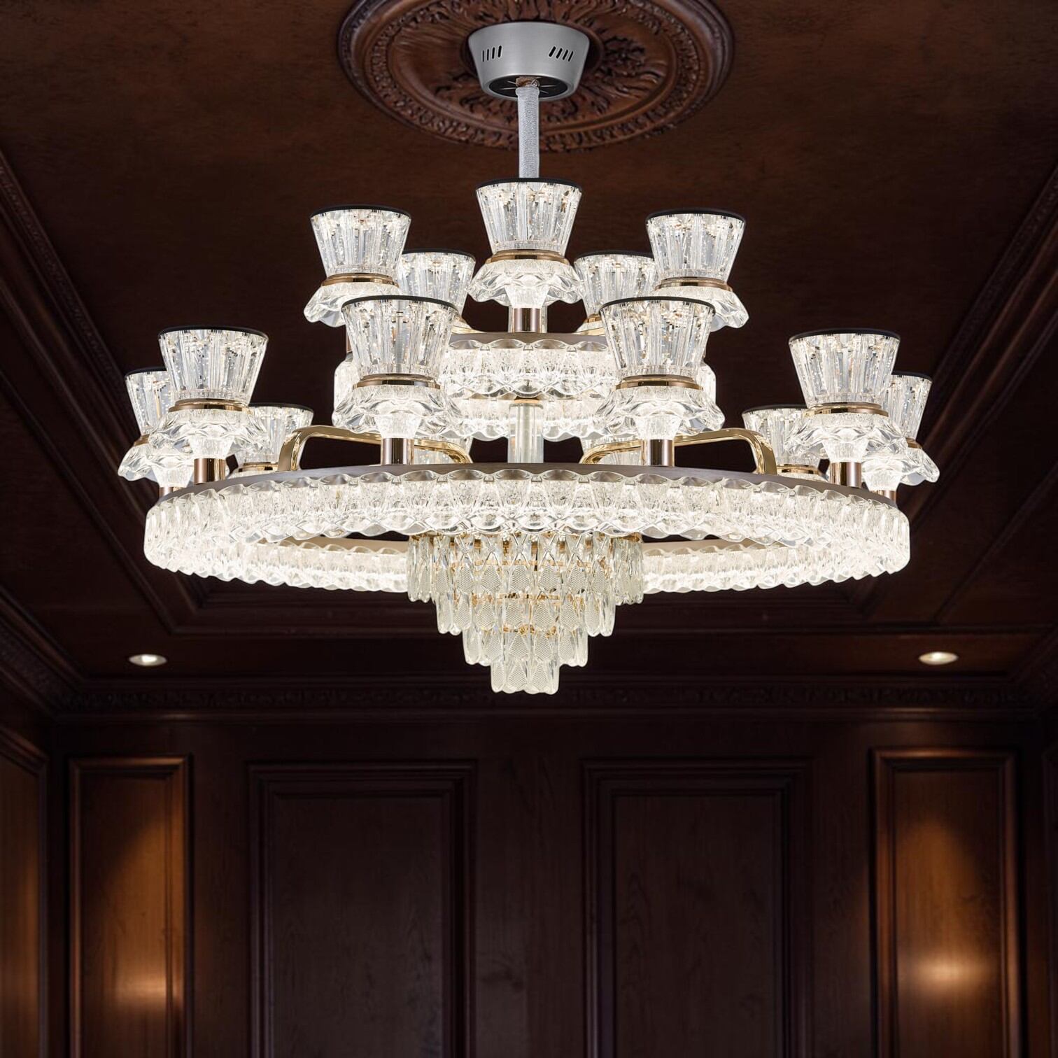 Picture of Qulik Modern LED Chandelier Light (QL-LD657-10+5)-Gold