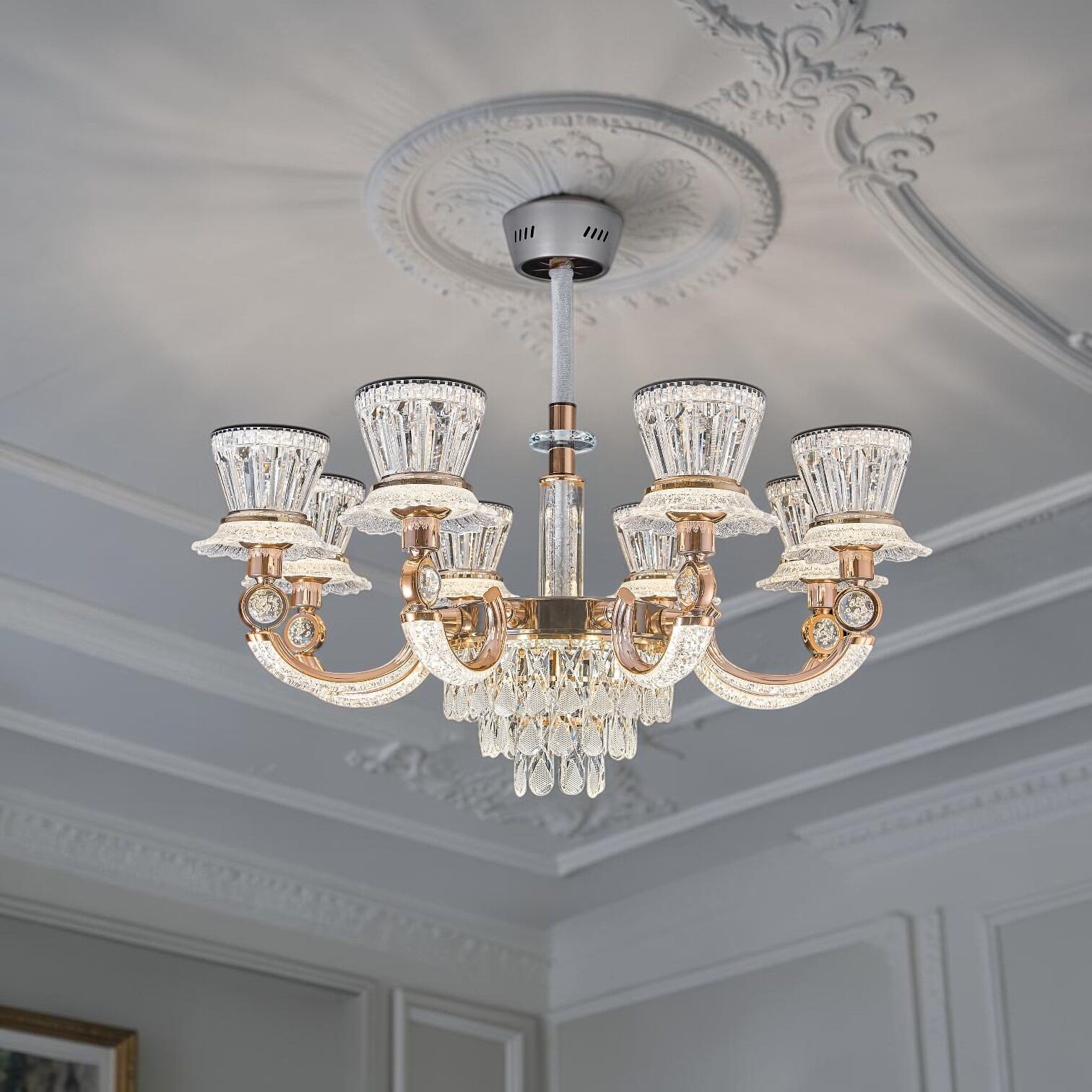 Picture of Qulik LED Crystal Chandelier Light (QL-LD2088-8)-Gold