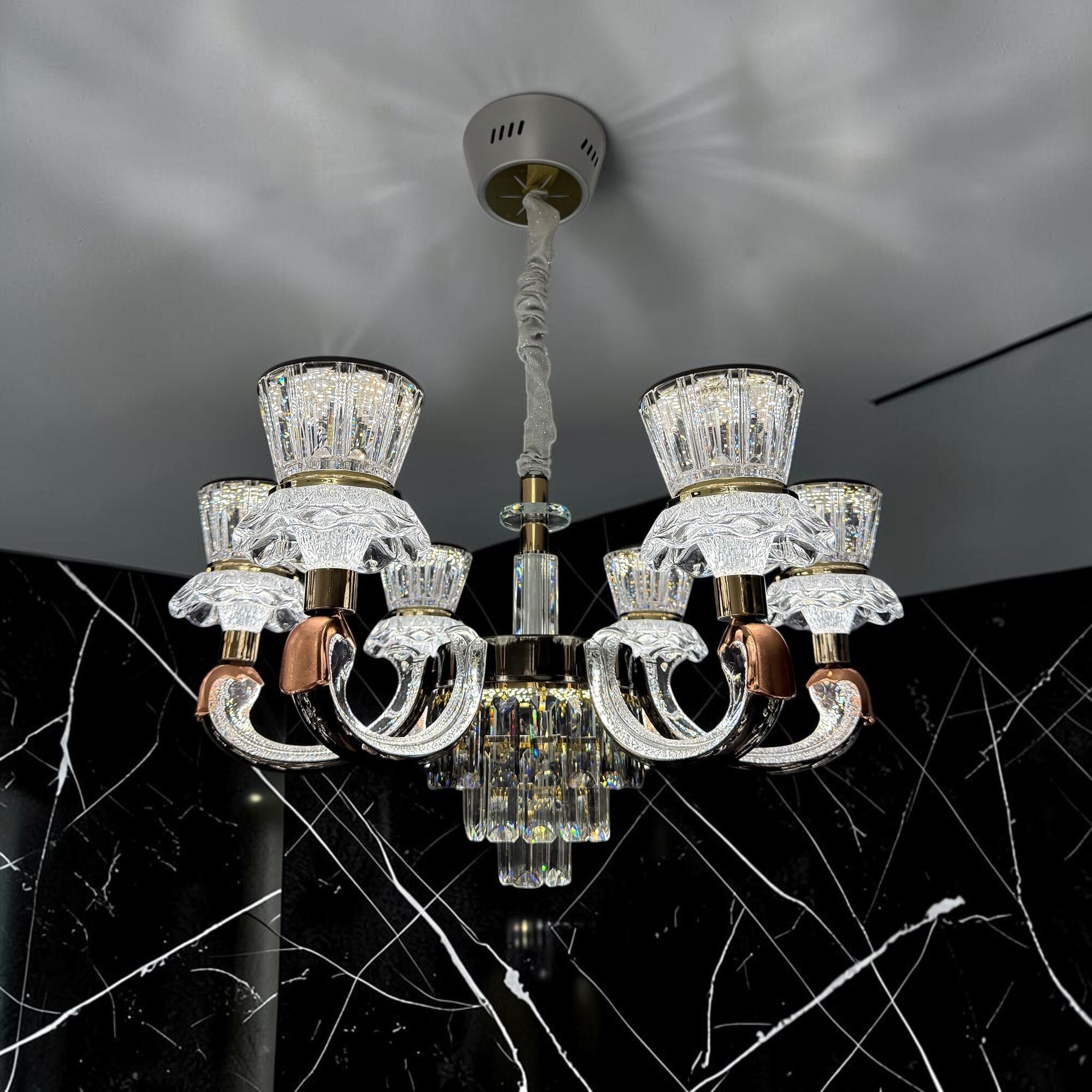 Picture of Qulik LED Crystal Chandelier Light (QL-LD2098-6)-Gold