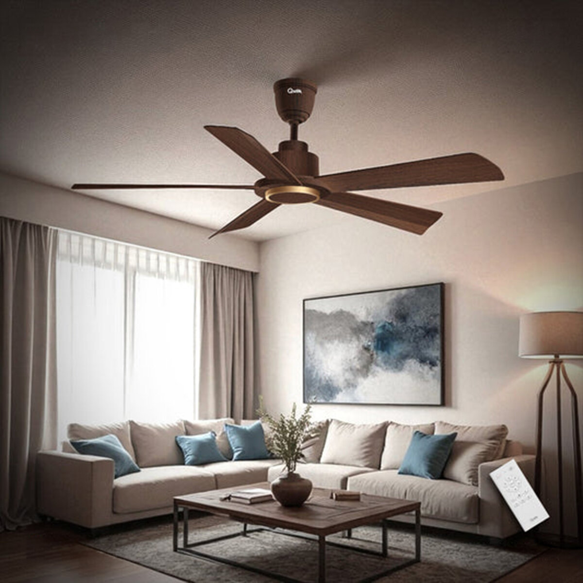 Picture of Qulik Quantom 56" Decorative Silent ABS Blade Remote Ceiling Fan (Dark Wood) | Q-6573-DW | Free Delivery