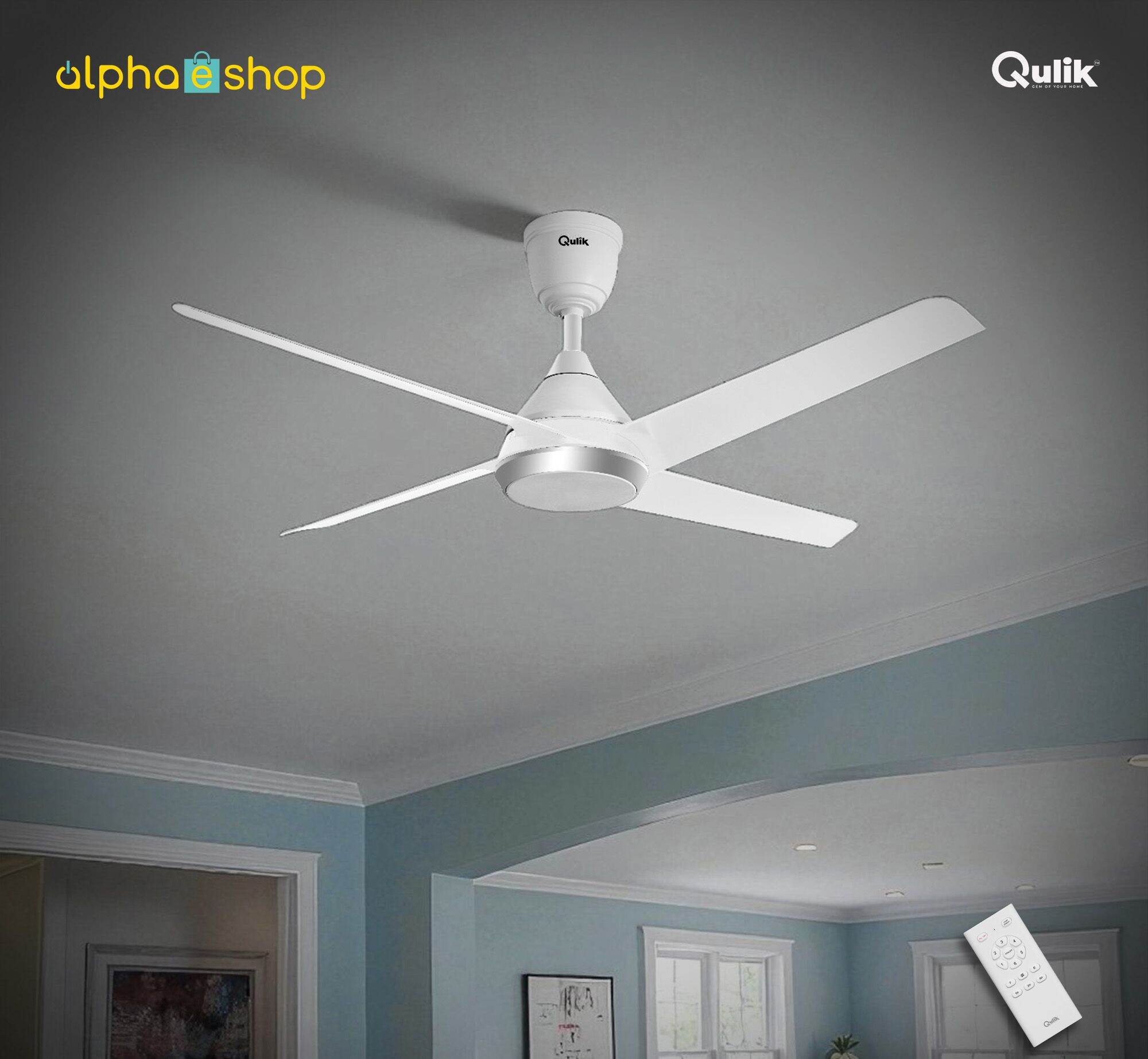 Picture of Qulik Alpha Edge 4B 53"- Decorative Energy Saving BLDC Remote Control Ceiling Fan (Parle White) | Q-6576-PW  | Free Delivery