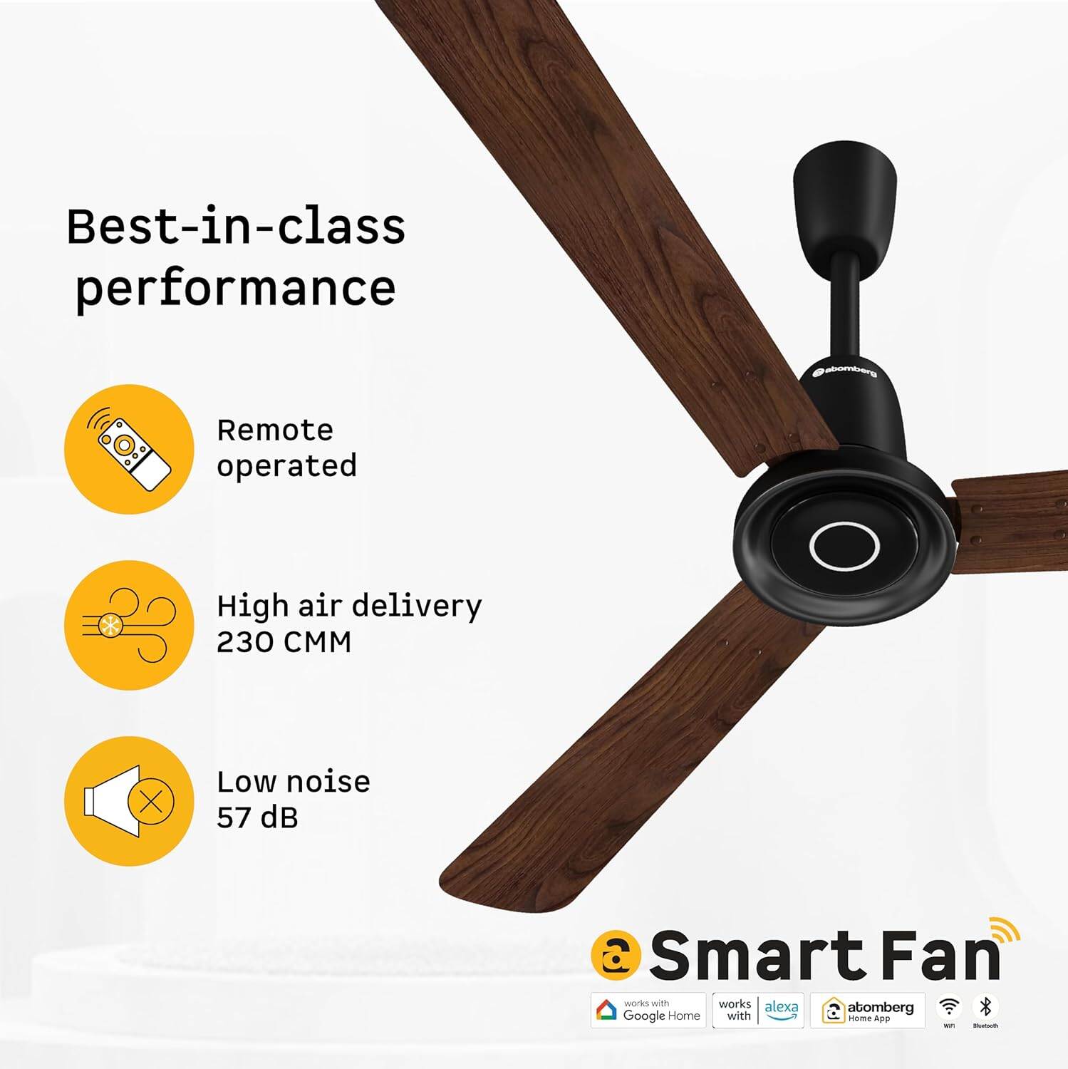 Picture of Atomberg Studio Nexus Smart 1400mm BLDC Ceiling Fan With IoT & Remote Control | AT-147 | Free Delivery