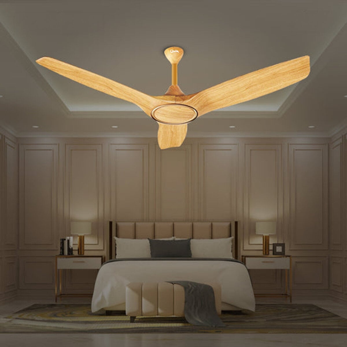 Picture of Qulik Aerovane 52" Modern Decorative Silent ABS Blade Remote Ceiling Fan (LIGHT WOOD) Q-6572-LW