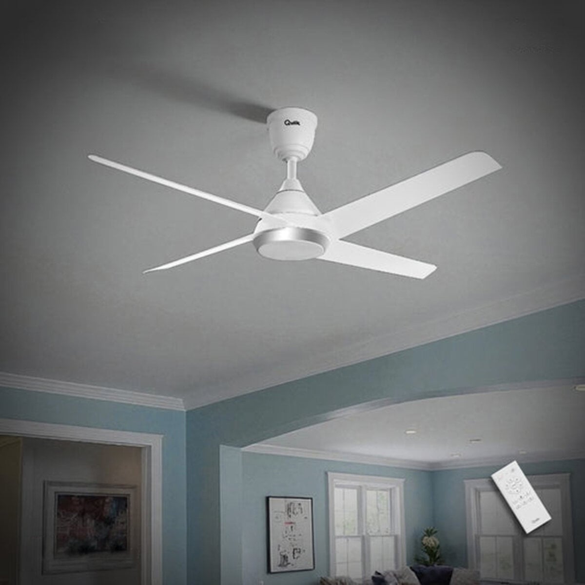 Picture of Qulik Quantom 56" Decorative Silent ABS Blade Remote Ceiling Fan (Pearl White) |Q-6573-PW Free Delivery