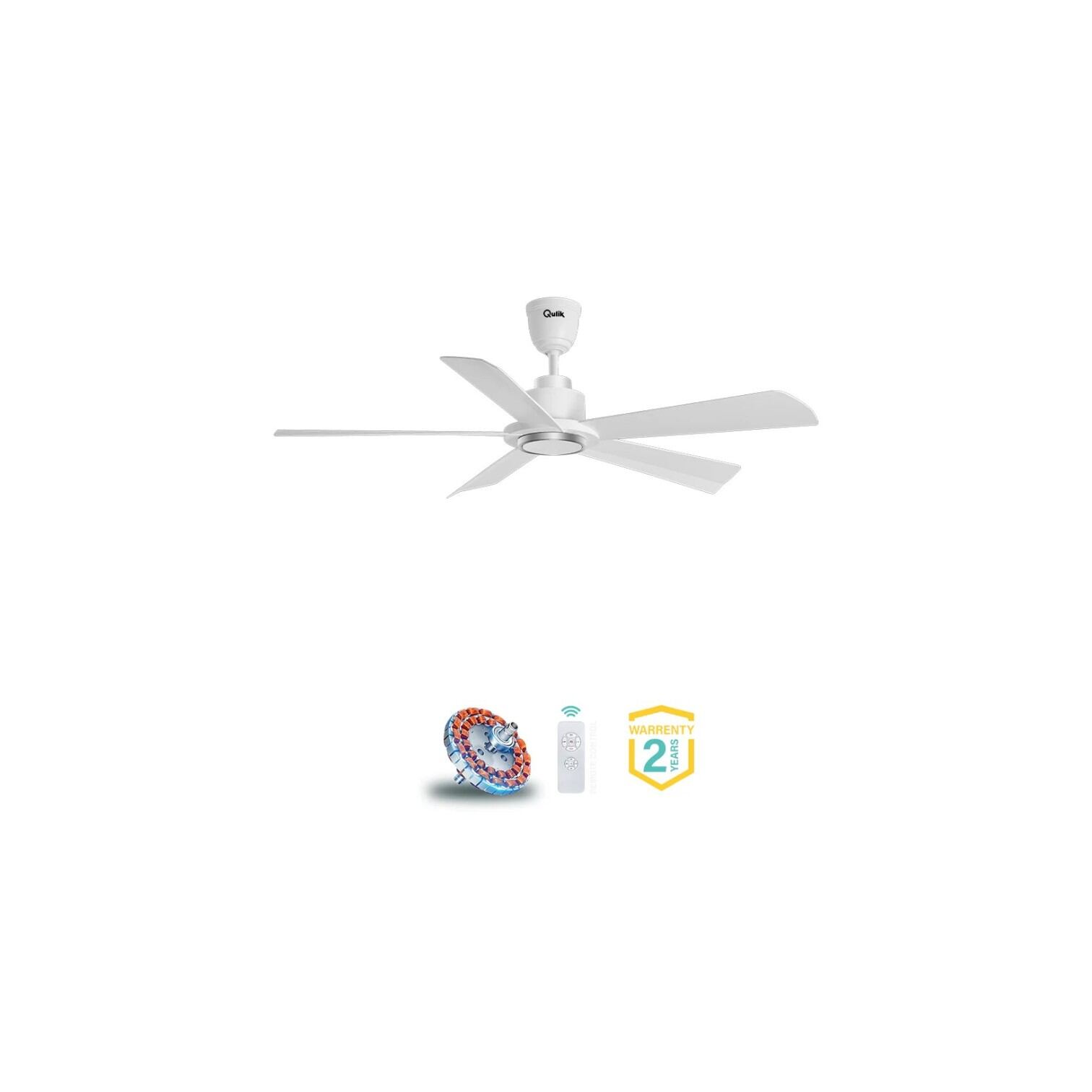 Picture of Qulik Quantom 56" Decorative Silent ABS Blade Remote Ceiling Fan (Pearl White) |Q-6573-PW Free Delivery