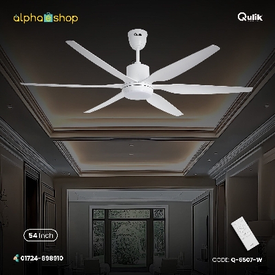 Picture of Qulik Silex 54"- Modern Decorative Silent ABS Blade Under Light With Remote Ceiling Fan (White) Q-6507-W | Free Delivery