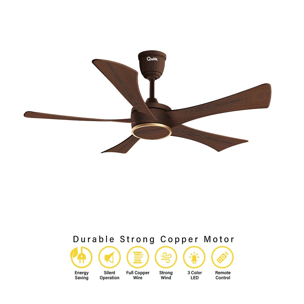 Picture of Qulik Falcon 53" Decorative Energy Saving BLDC Remote Control Ceiling Fan (Dark Wood) |Q-6574-DW | Free Delivery
