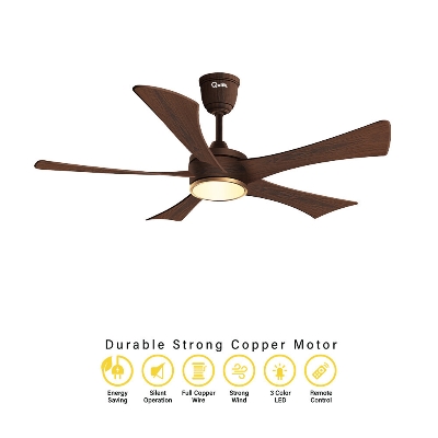 Picture of Qulik Falcon 53" Decorative Energy Saving BLDC Remote Control Ceiling Fan (Dark Wood) |Q-6574-DW-UL | Free Delivery