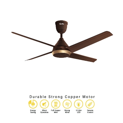 Picture of Qulik Alpha Edge 4B 53"- Decorative Energy Saving BLDC Remote Control Ceiling Fan (Dark Wood) | Q-6576-DW | Free Delivery