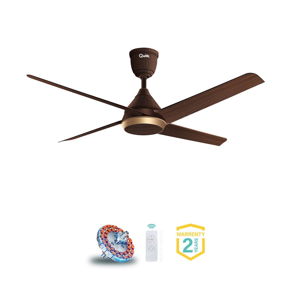 Picture of Qulik Alpha Edge 4B 53"- Decorative Energy Saving BLDC Remote Control Ceiling Fan (Dark Wood) | Q-6576-DW | Free Delivery