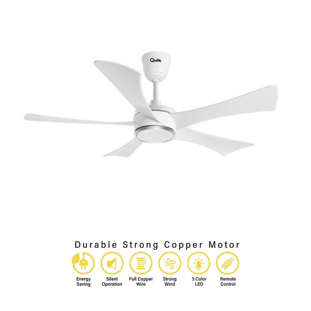 Picture of Qulik Falcon 53" Decorative Energy Saving BLDC Remote Control Ceiling Fan (Pearl White) |Q-6574-PW | Free Delivery