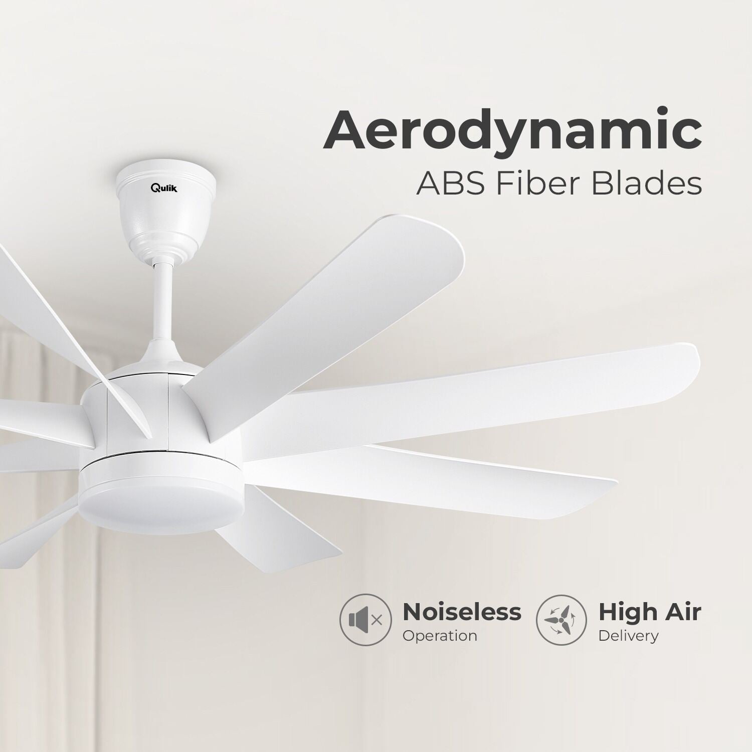 Picture of Qulik Helix UL 60"- Modern Decorative Silent ABS Blade Under Light With Remote Ceiling Fan (White) Q-6522-W | Free Delivery
