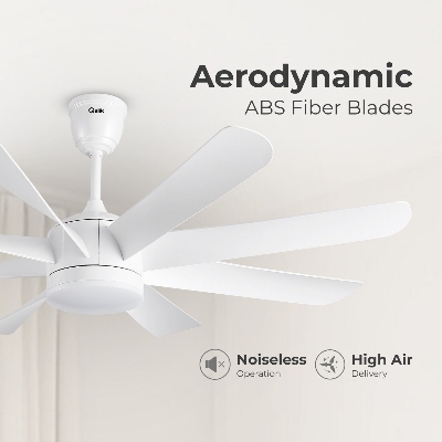 Picture of Qulik Helix UL 60"- Modern Decorative Silent ABS Blade Under Light With Remote Ceiling Fan (White) Q-6522-W | Free Delivery