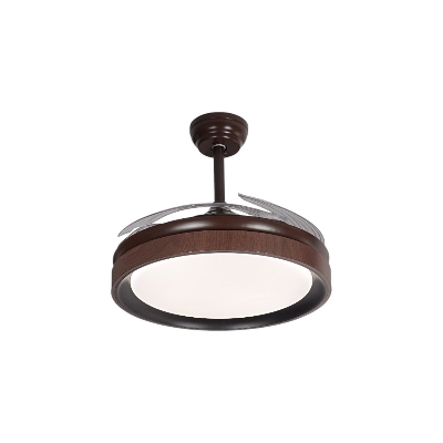 Picture of Qulik 48" Modern Chandelier Retractable Invisible Blade Silent 3 Color Change LED Remote Ceiling Fan (Wooden) | Q-K6366