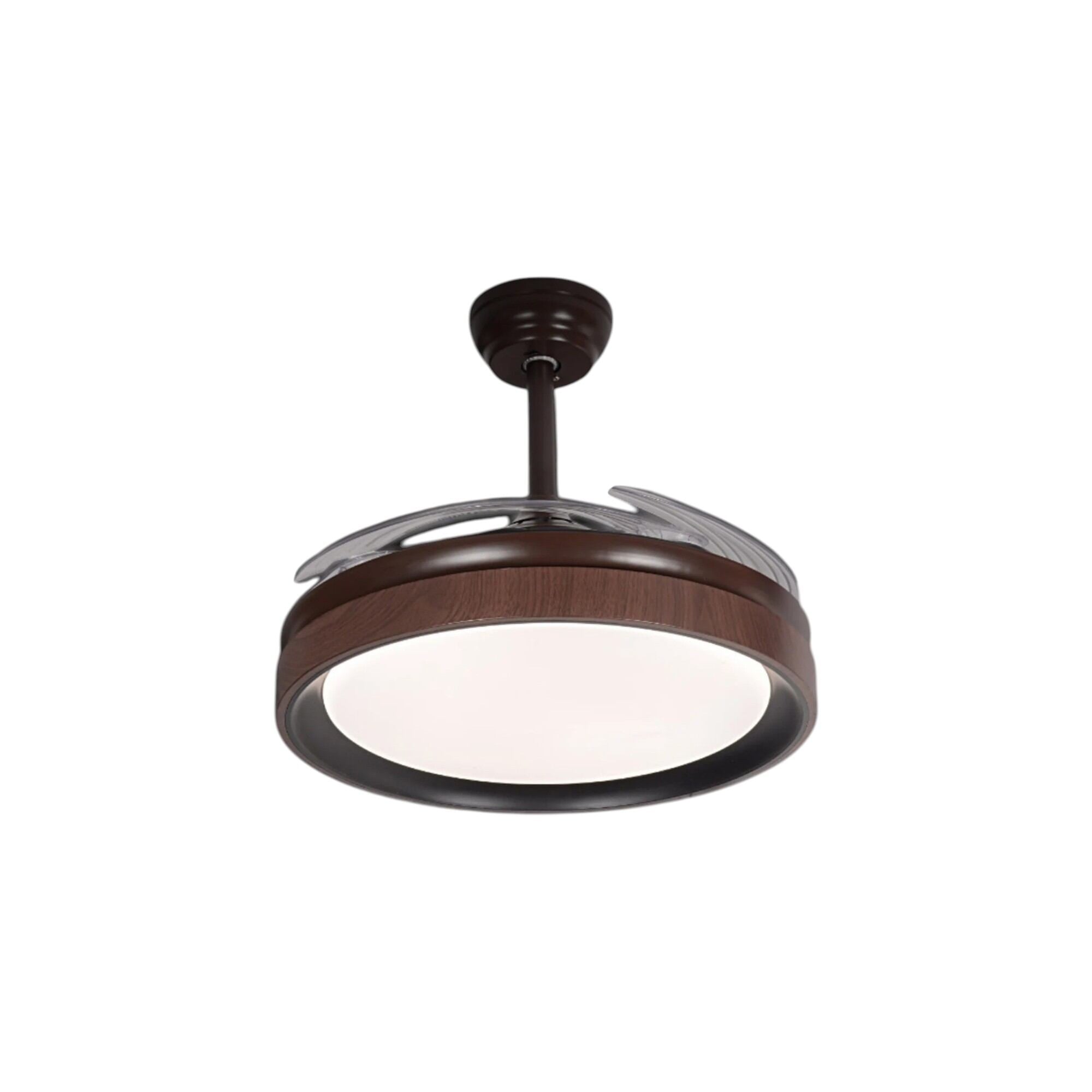 Picture of Qulik 48" Modern Chandelier Retractable Invisible Blade Silent 3 Color Change LED Remote Ceiling Fan (Wooden) | Q-K6366