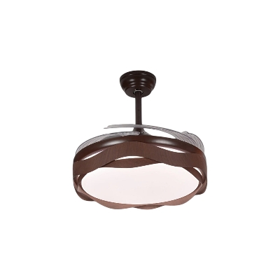 Picture of Qulik 48" Modern Chandelier Retractable Invisible Blade Silent 3 Color Change LED Remote Ceiling Fan (Wooden) | Q-K6367