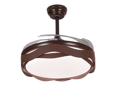 Picture of Qulik 48" Modern Chandelier Retractable Invisible Blade Silent 3 Color Change LED Remote Ceiling Fan (Wooden) | Q-K6367