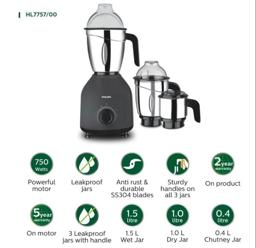 Picture of Philips HL7757/00 Daily Collection Mixer Grinder | 750 Watt with Free Delivery