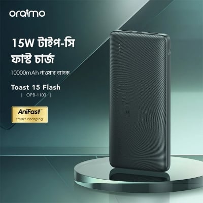 Picture of oraimo Toast 15 Flash OPB‑1100 (10000mAh, 15W Fast Charging Power Bank)