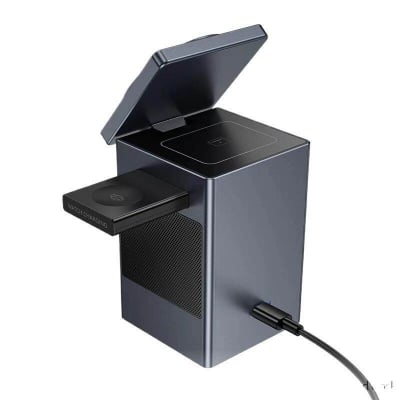 Picture of Hoco DWQ04 All‑in‑One Wireless Charging Alarm Clock Speaker