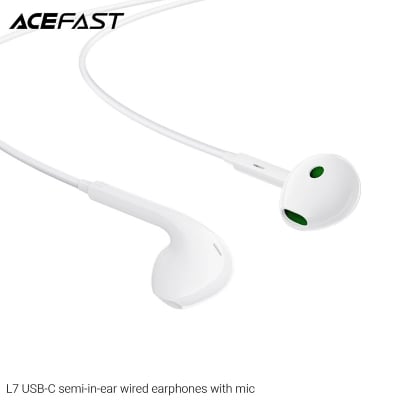 Picture of ACEFAST | L7 Type-C Semi In-Ear Wired Earphones with Mic | USB-C Plug-and-Play | Anti-Spray Noise-Reduction Mic | 1.2m Tangle-Resistant Cable, 16g | TPE+ABS+Aluminum+Nylon | For Android USB-C Phones & Tablets