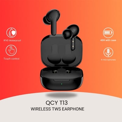 Picture of QCY T13 Bluetooth V5.1 ENC HD Call Headset Headphone Wireless TWS Earphone Touch Control Earbuds 4 Microphones Customizing APP - Earbuds | Gadgetology